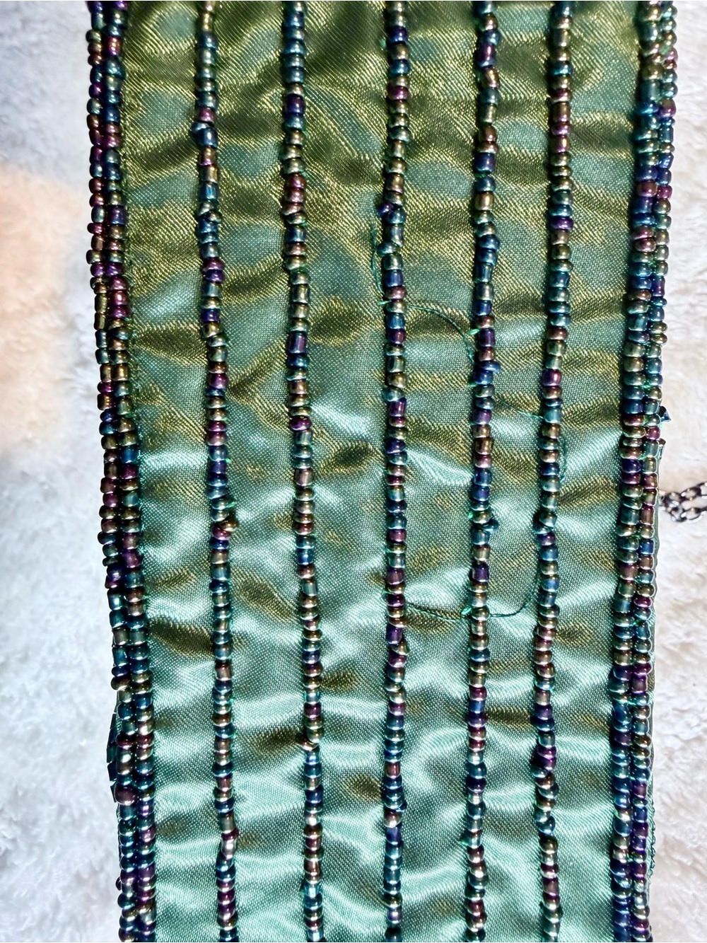 Handbag - Embellished Green Beaded for Evening or for Fun - also a shoulder bag! - Picture 4 of 16
